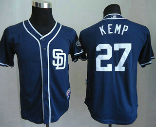 Youth San Diego Padres #27 Matt Kemp Navy Blue Cool Base Baseball Jersey