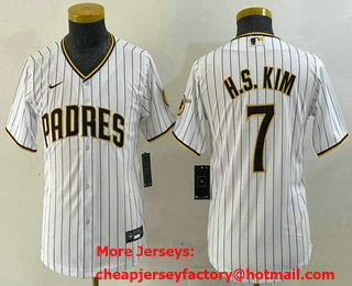 Youth San Diego Padres #7 Ha Seong Kim White Stitched Cool Base Nike Jersey