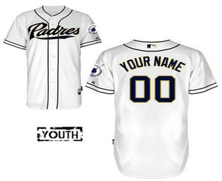 Youth San Diego Padres Authentic Personalized Home White MLB Jersey Cheap