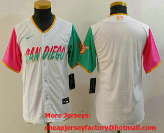 Youth San Diego Padres Blank White 2024 City Connect Cool Base Stitched Jersey