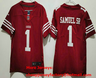 Youth San Francisco 49ers #1 Deebo Samuel Sr Red 2024 Vapor Limited Stitched Jersey