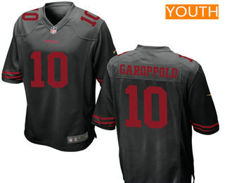Youth San Francisco 49ers #10 Jimmy Garoppolo Black Alternate Stitched NFL Nike Game Jersey