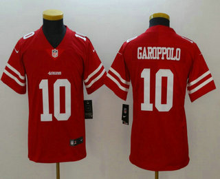 Youth San Francisco 49ers #10 Jimmy Garoppolo Red 2017 Vapor Untouchable Stitched NFL Nike Limited Jersey