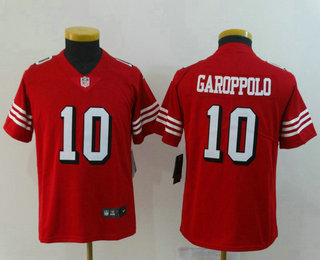 Youth San Francisco 49ers #10 Jimmy Garoppolo Red New 2018 Color Rush Vapor Untouchable Limited Jersey