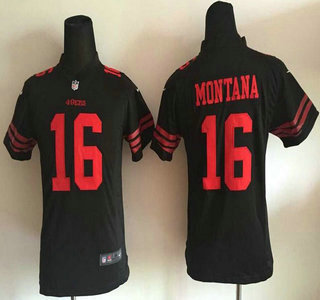 Youth San Francisco 49ers #16 Joe Montana 2015 Nike Black Game Jersey