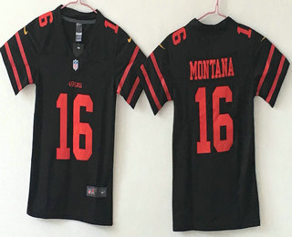 Youth San Francisco 49ers #16 Joe Montana Black 2017 Vapor Untouchable Stitched NFL Nike Limited Jersey