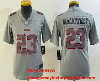 Youth San Francisco 49ers #23 Christian McCaffrey Grey Atmosphere Fashion Limited Stitched Jersey