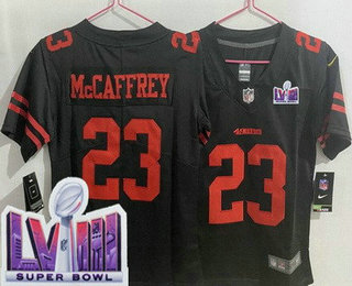 Youth San Francisco 49ers #23 Christian McCaffrey Limited Black LVIII Super Bowl Vapor Jersey