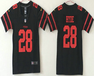 Youth San Francisco 49ers #28 Carlos Hyde Black 2017 Vapor Untouchable Stitched NFL Nike Limited Jersey