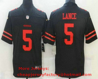 Youth San Francisco 49ers #5 Trey Lance Black 2021 Vapor Untouchable Stitched NFL Nike Limited Jersey