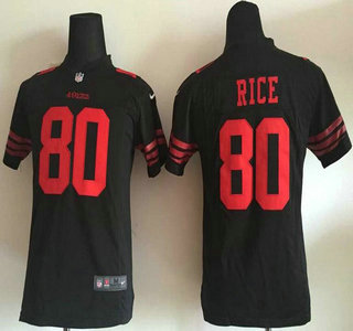 Youth San Francisco 49ers #80 Jerry Rice 2015 Nike Black Game Jersey