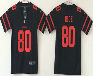 Youth San Francisco 49ers #80 Jerry Rice Black 2017 Vapor Untouchable Stitched NFL Nike Limited Jersey