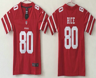 Youth San Francisco 49ers #80 Jerry Rice Red 2017 Vapor Untouchable Stitched NFL Nike Limited Jersey