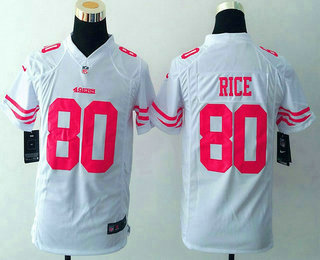 Youth San Francisco 49ers #80 Jerry Rice White Road NFL Nike Game Jersey