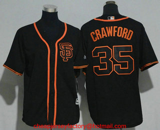 Youth San Francisco Giants #35 Brandon Crawford Black SF Stitched MLB Cool Base Jersey
