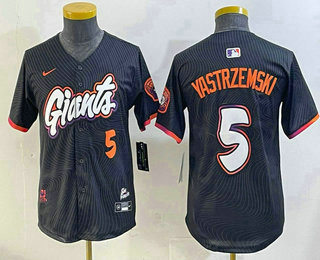 Youth San Francisco Giants #5 Mike Yastrzemski Number Black 2025 City Connect Limited Stitched Jersey