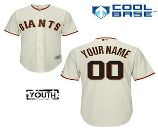 Youth San Francisco Giants Customized Home White Baseball Jersey