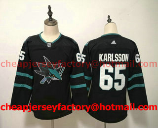 Youth San Jose Sharks #65 Erik Karlsson Black Adidas Stitched NHL Jersey