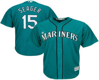 Youth Seattle Mariners #15 Kyle Seager Green Cool Base Stitched Jersey