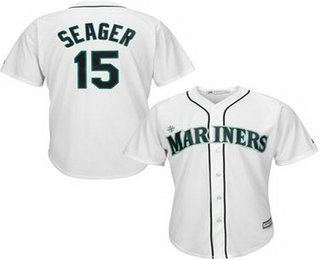 Youth Seattle Mariners #15 Kyle Seager White Home Cool Base Stitched Jersey