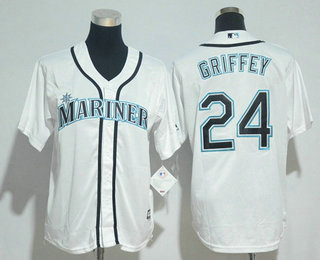 Youth Seattle Mariners #24 Ken Griffey Jr. White Stitched MLB Cool Base Jersey