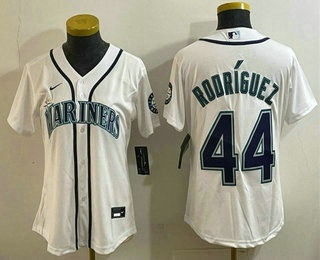 Youth Seattle Mariners #44 Julio Rodriguez White Cool Base Jersey