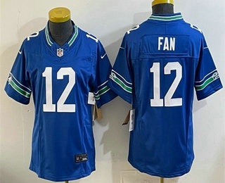 Youth Seattle Seahawks #12 Fan Limited Blue Throwback FUSE Vapor Jersey