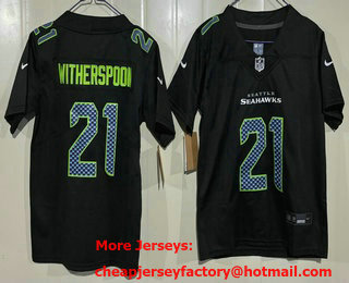 Youth Seattle Seahawks #21 Devon Witherspoon Limited Black Fashion Vapor Jersey