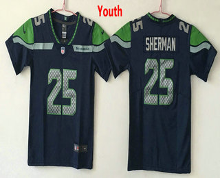 Youth Seattle Seahawks #25 Richard Sherman Navy Blue 2017 Vapor Untouchable Stitched NFL Nike Limited Jersey
