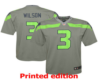 Youth Seattle Seahawks #3 Russell Wilson Gray 2019 Inverted Legend Printed NFL Nike Limited Jersey