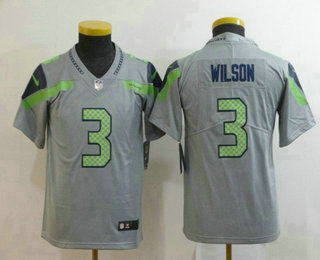 Youth Seattle Seahawks #3 Russell Wilson Grey 2019 Inverted Legend Stitched NFL Nike Limited Jersey