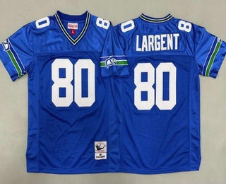 Youth Seattle Seahawks #80 Steve Largent Blue 1985 Throwback Jersey