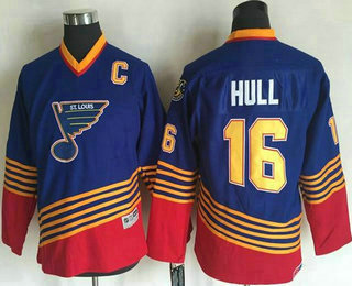 Youth St. Louis Blues #16 Brett Hull 1995-96 Blue CCM Throwback Stitched Vintage Hockey Jersey