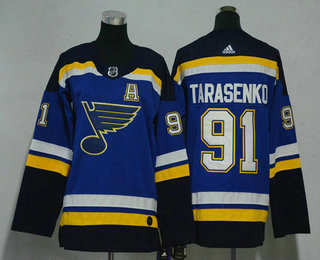 Youth St. Louis Blues #91 Vladimir Tarasenko Blue With USA Flag A Patch 2017-2018 Hockey Stitched NHL Jersey