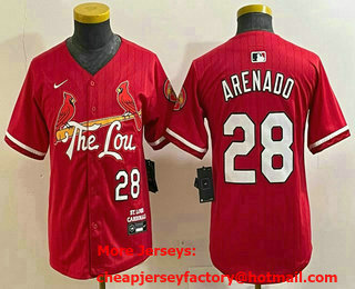 Youth St Louis Cardinals #28 Nolan Arenado Red 2024 City Connect Limited Stitched Baseball Jersey