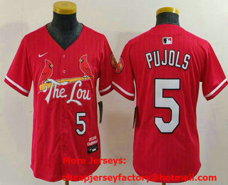 Youth St Louis Cardinals #5 Albert Pujols Red 2024 City Connect Limited Stitched Jersey