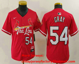 Youth St Louis Cardinals #54 Sonny Gray Red 2024 City Connect Limited Stitched Baseball Jersey