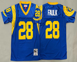 Youth St Louis Rams #28 Marshall Faulk Blue 1999 Throwback Jersey