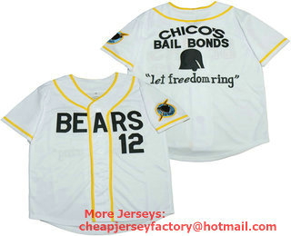 Youth Stitched Bad News BEARS Movie Chicos Bail Bonds Retro #12 Button Down Baseball Jersey