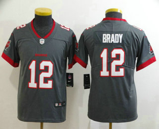 Youth Tampa Bay Buccaneers #12 Tom Brady Gray 2020 NEW Vapor Untouchable Stitched NFL Nike Limited Jersey