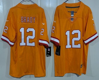 Youth Tampa Bay Buccaneers #12 Tom Brady Limited Orange Vapor Jersey