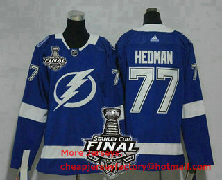 Youth Tampa Bay Lightning #77 Victor Hedman Light Blue 2020 Stanley Cup Final Patch Adidas Stitched NHL Jersey