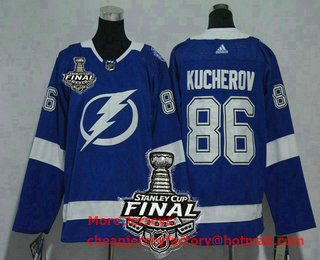Youth Tampa Bay Lightning #86 Nikita Kucherov Light Blue 2020 Stanley Cup Final Patch Adidas Stitched NHL Jersey