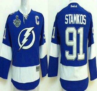 Youth Tampa Bay Lightning #91 Steven Stamkos 2015 Stanley Cup Blue Jersey