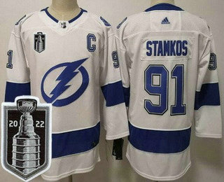 Youth Tampa Bay Lightning #91 Steven Stamkos White 2022 Stanley Cup Stitched Jersey