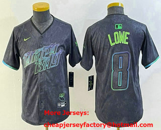 Youth Tampa Bay Rays #8 Brandon Lowe Charcoal 2024 City Connect Limited Cool Base Jersey