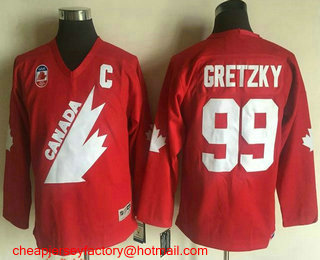 Youth Team Canada #99 Wayne Gretzky Red 1991 Olympic CCM Throwback Stitched Vintage Hockey Jersey