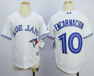 Youth Toronto Blue Jays #10 Edwin Encarnacion White Home Cool Base Baseball Jersey
