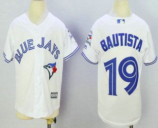 Youth Toronto Blue Jays #19 Jose Bautista White New Cool Base 40th Anniversary Stitched MLB Jersey