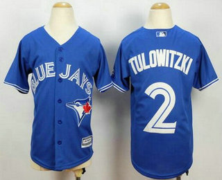Youth Toronto Blue Jays #2 Troy Tulowitzki Blue Cool Base Baseball Jersey